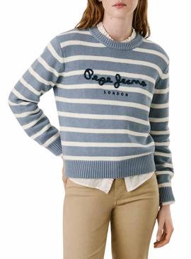 Camiseta Pepe Jeans Caprice listrada azul para mulher.