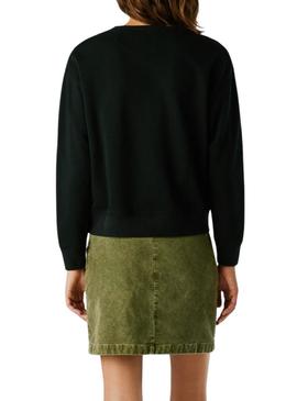 Moletom Pepe Jeans Barny com pedrarias preto para mulher.