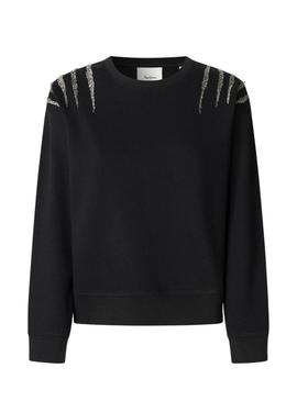 Moletom Pepe Jeans Barny com pedrarias preto para mulher.