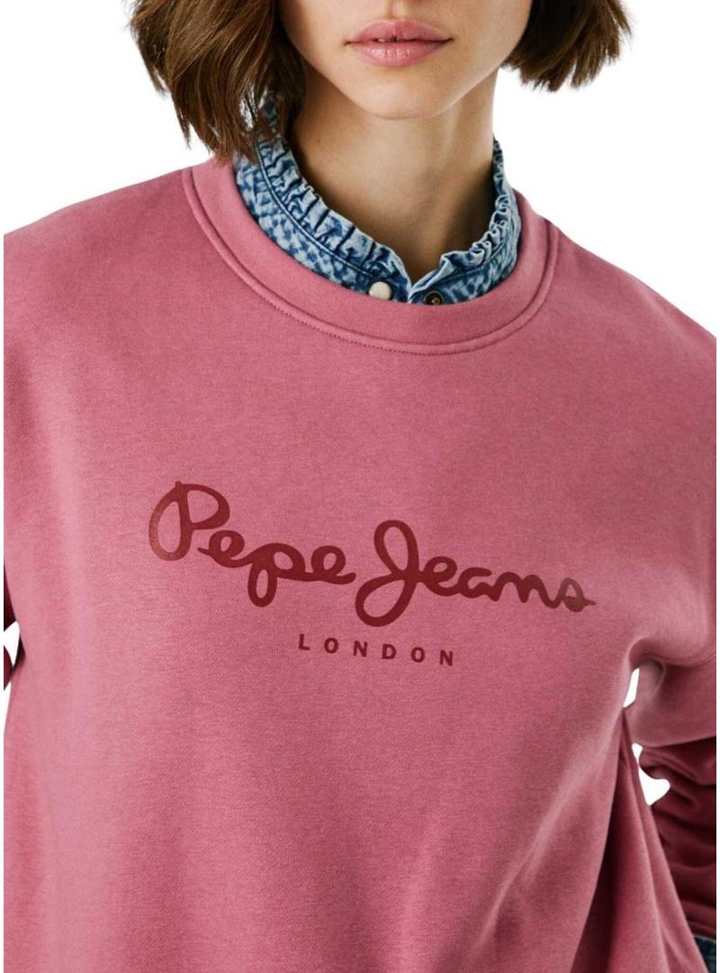 Moletom Pepe Jeans Baddy rosa de gola redonda para mulher.