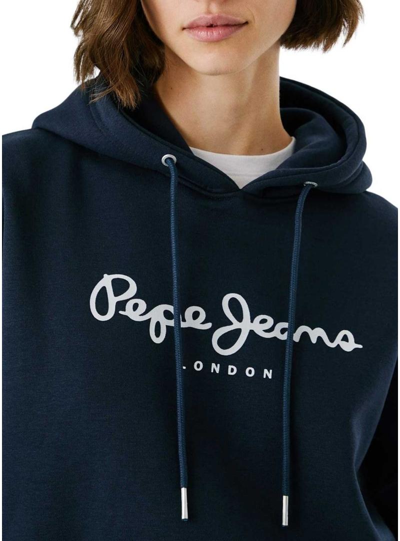 Moletom Pepe Jeans Baddy com capuz marinho para mulher