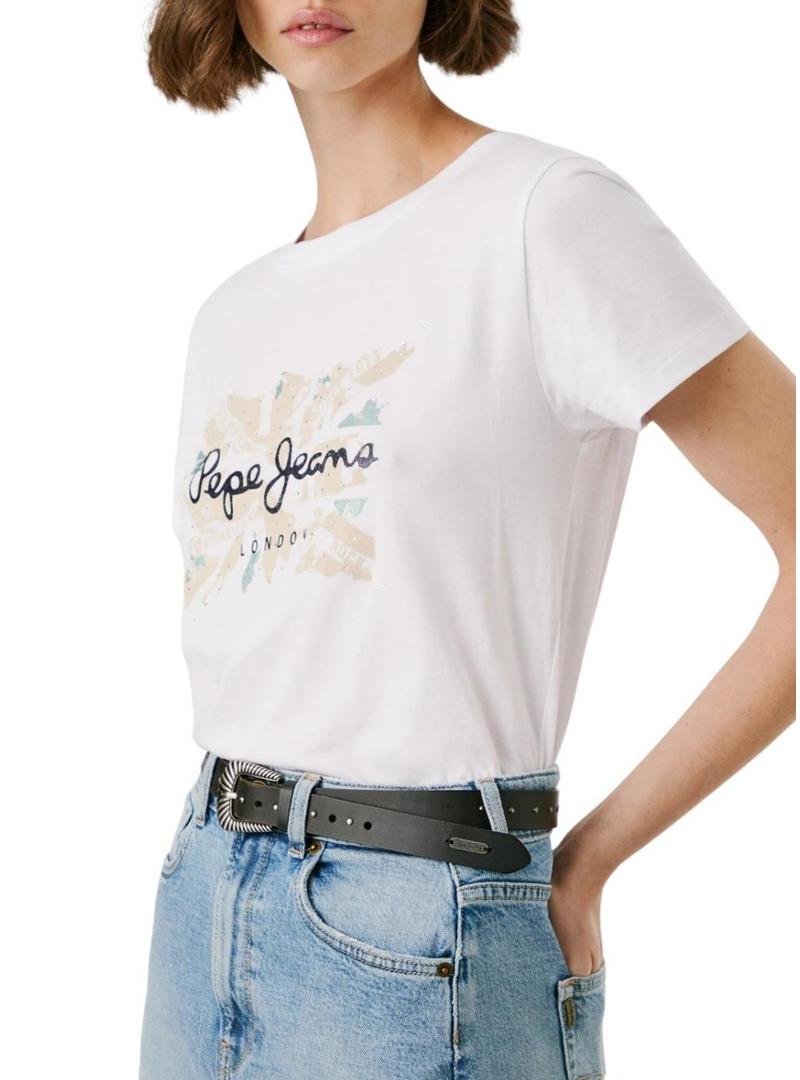 Camiseta Pepe Jeans Babu branca para mulher.