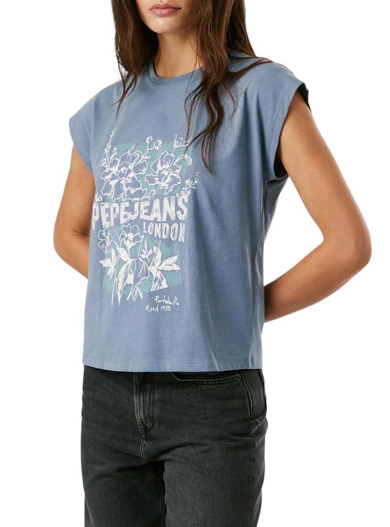Camiseta Pepe Jeans Bernice azul para mulher.