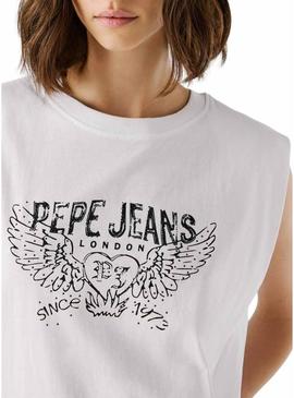 Camisa Pepe Jeans Bertha branca para mulher.