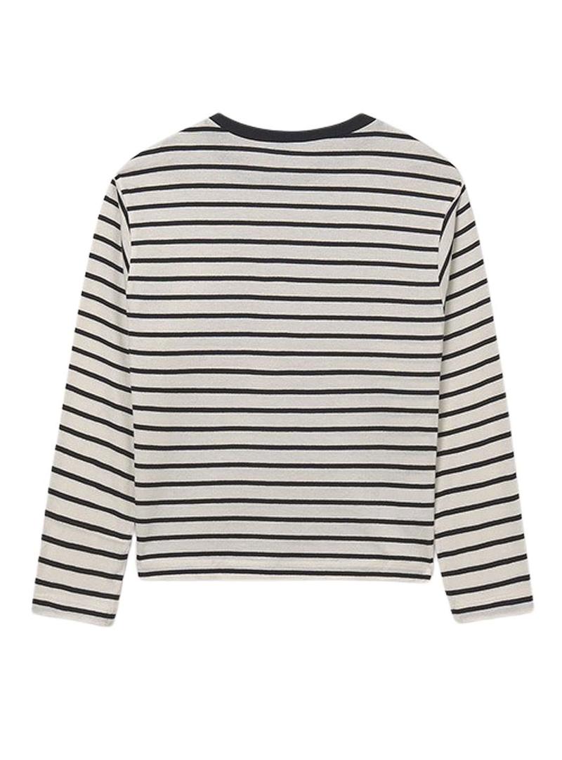 Camiseta Mayoral oversize às riscas preto para menina