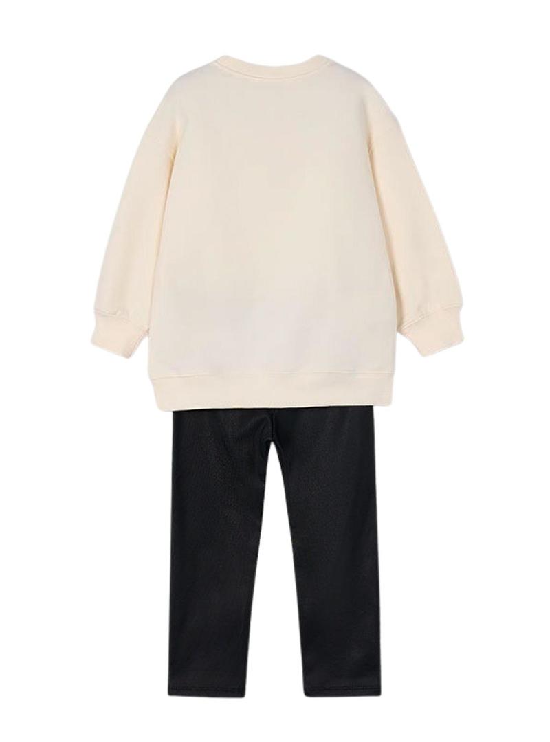 Conjunto Mayoral leggings e moletom de urso para meninas.