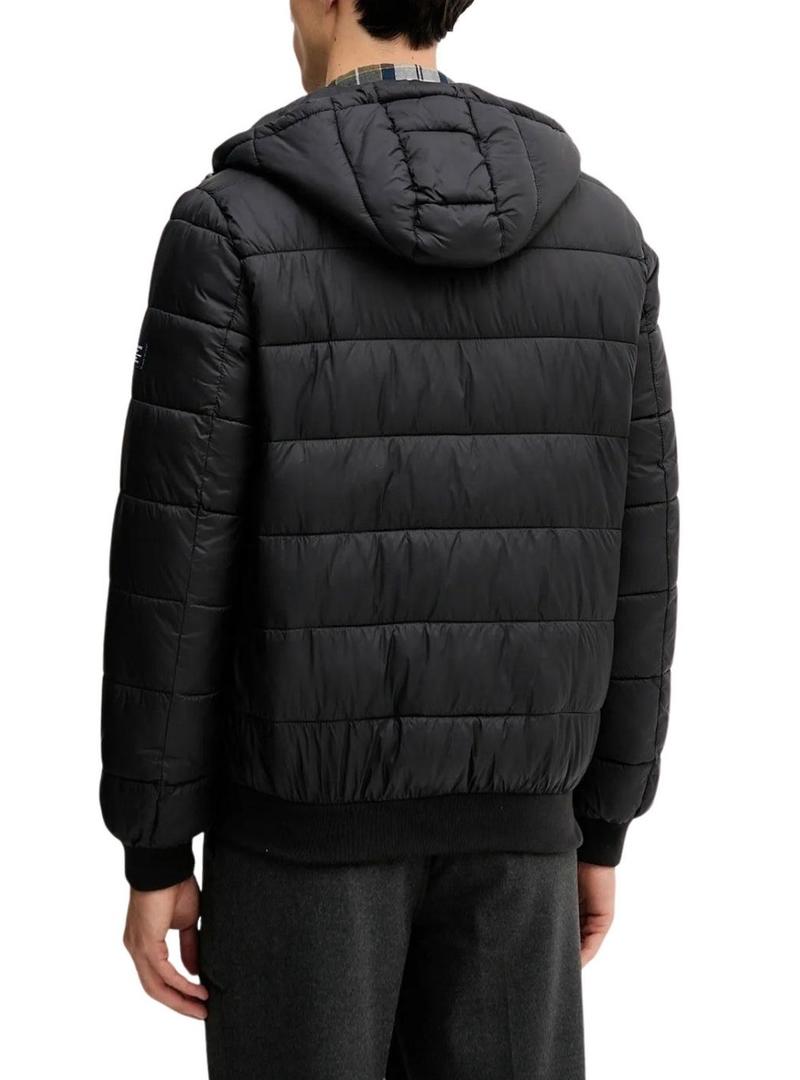 Jaqueta acolchoada com capuz preta da Pepe Jeans para homens.