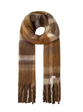 Cachecol Pepe Jeans Flavie xadrez marrom para mulher.