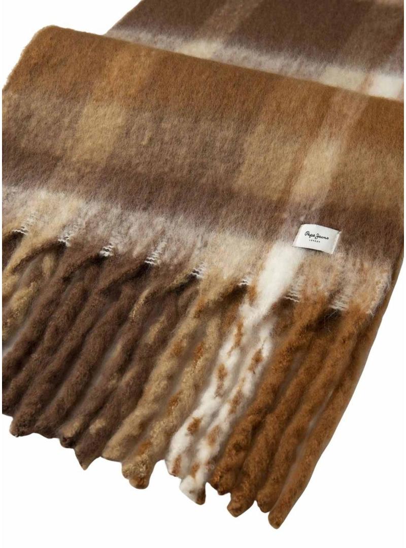 Cachecol Pepe Jeans Flavie xadrez marrom para mulher.