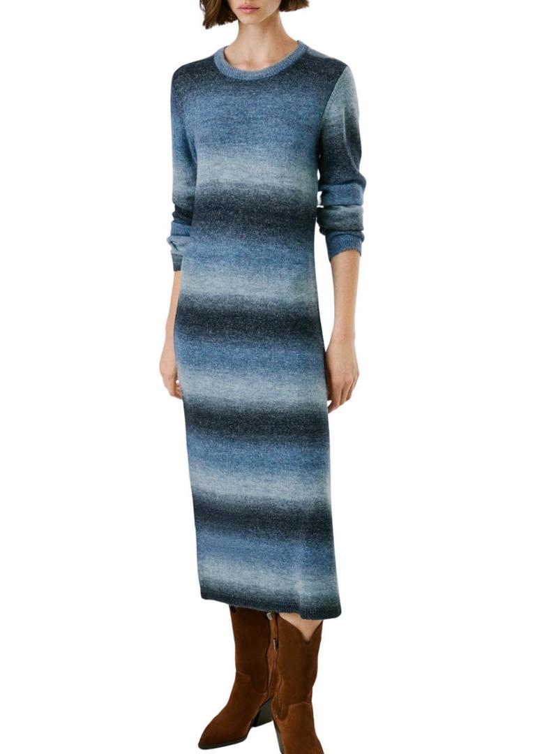 Vestido Pepe Jeans Colombe longo listrado para mulher.