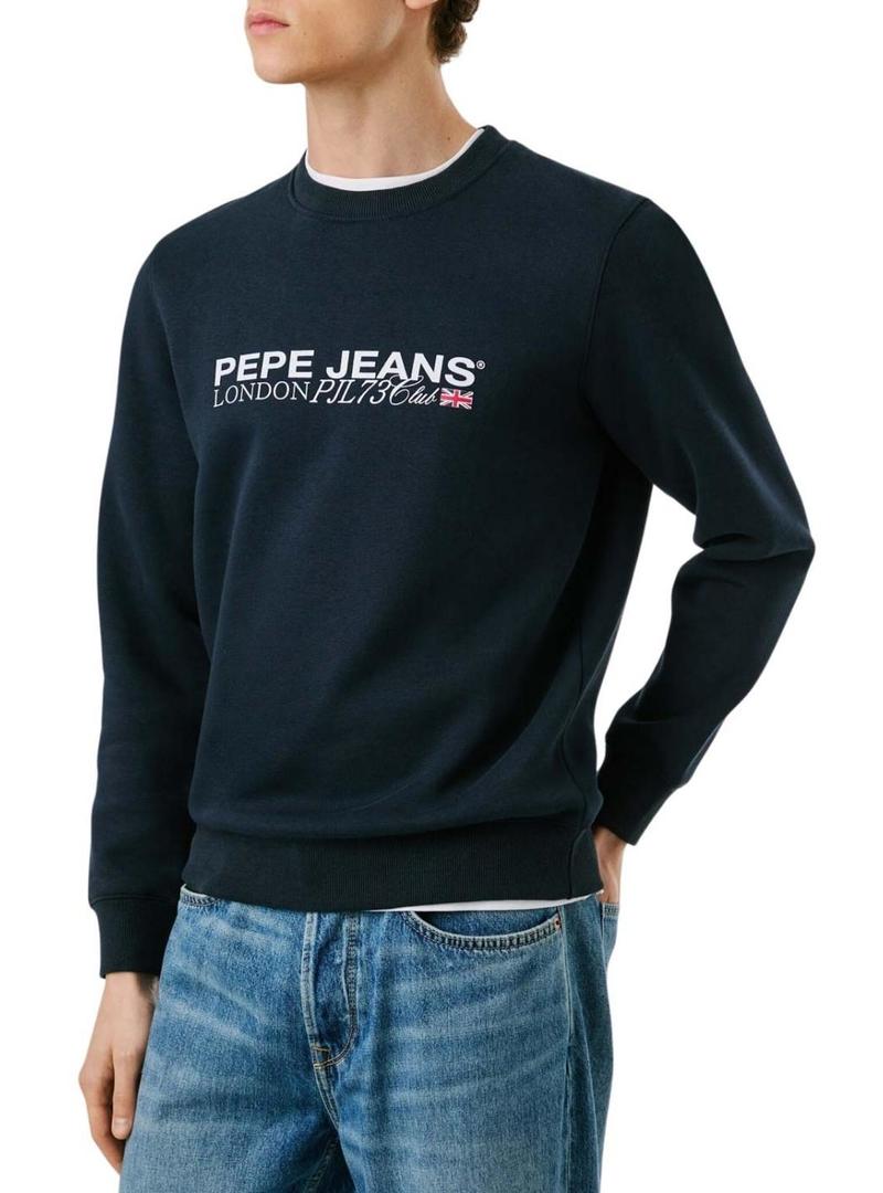 Moletom Pepe Jeans Matthew com gola redonda azul marinho para homem.