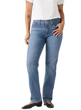 Calça jeans Levis 314 Shaping Straight azul para mulher.