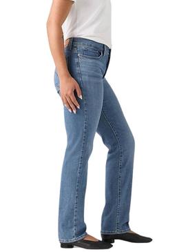 Calça jeans Levis 314 Shaping Straight azul para mulher.