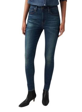 Calça jeans Levis 721 Skinny High Rise Miles azul para mulheres.