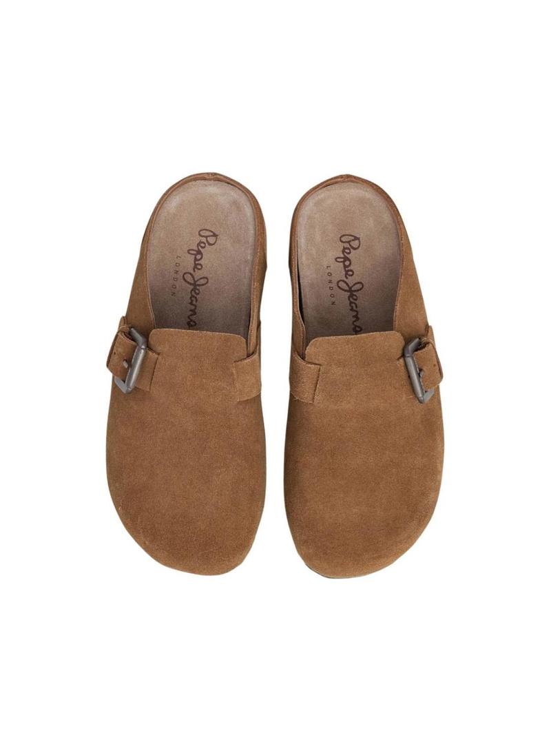 Tamancos Pepe Jeans Corby de camurça em camelo para mulher