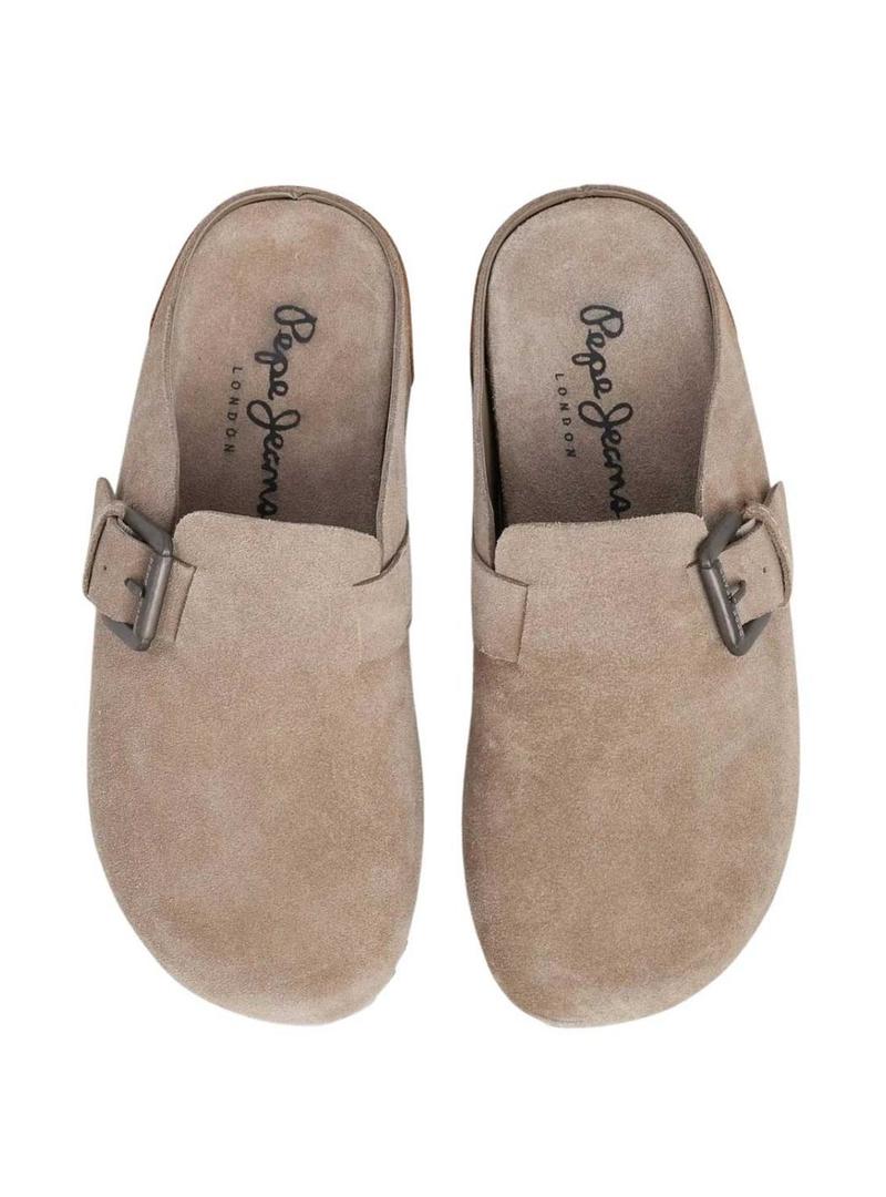 Tamancos Pepe Jeans Corby de camurça bege para mulher.