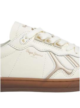 Sapatilhas Pepe Jeans Ball Basic branco glitter para mulher.