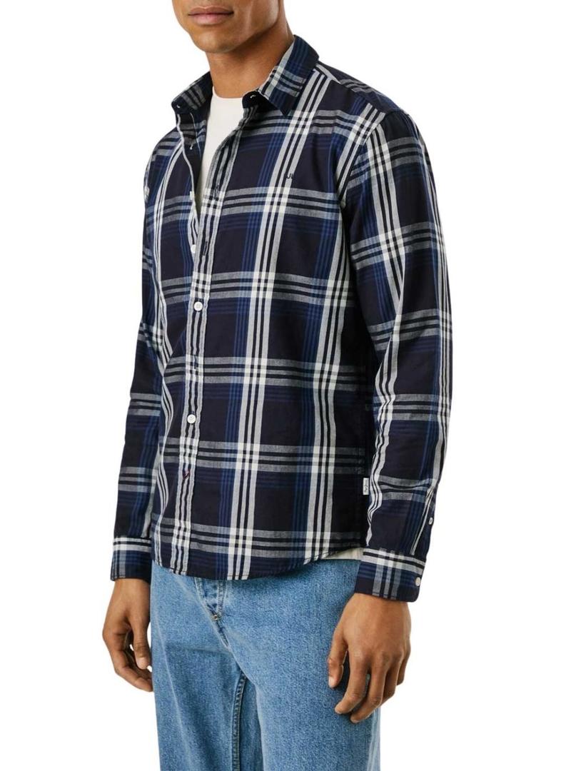 Camisa Pepe Jeans Codar xadrez azul para homem.