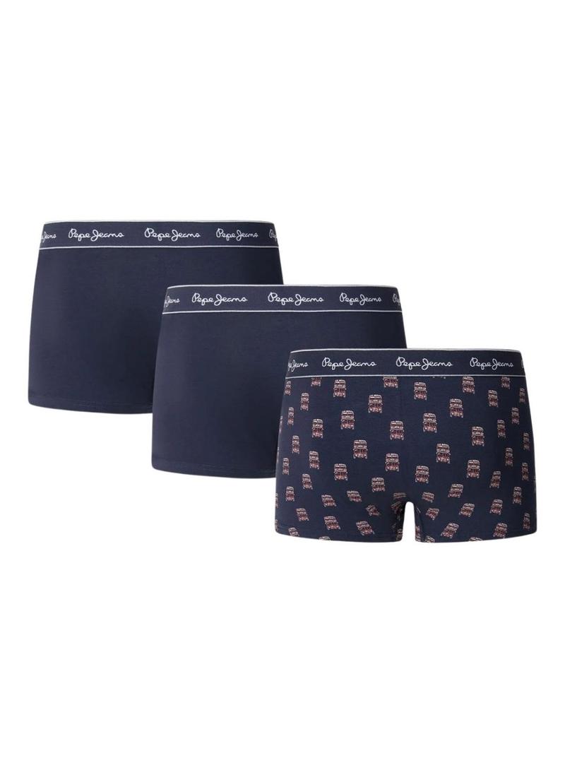 Pack 3 cuecas Pepe Jeans Double Decker marinho para homem