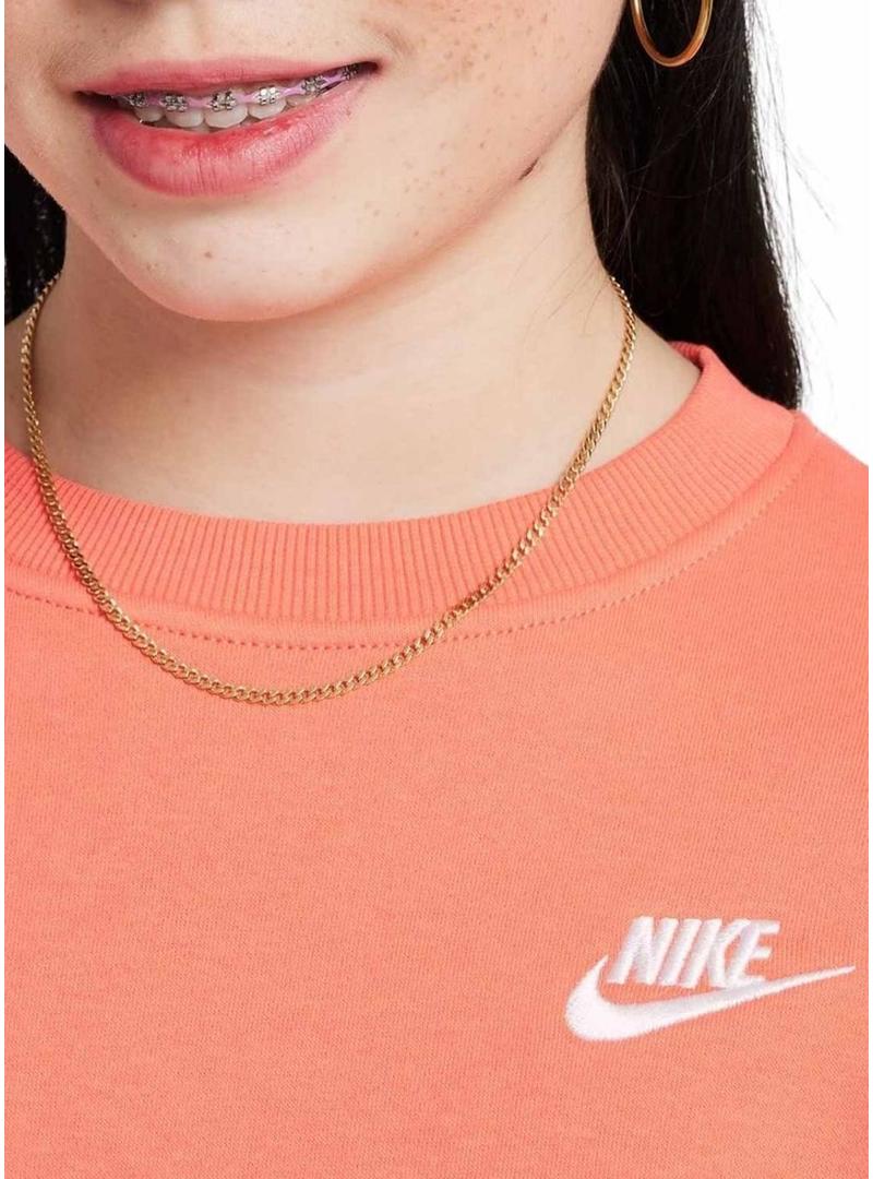 Moletom Nike Club Fleece laranja para menina