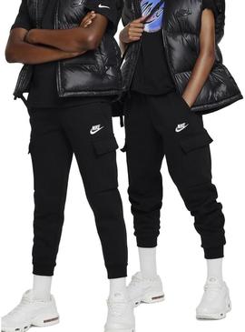 Calça Nike Sportswear Club Fleece preta para crianças.