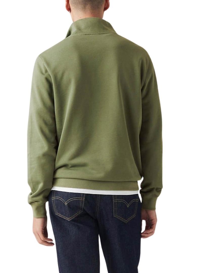 Moletom Levi's Original Housemark com meio zíper verde para homem.