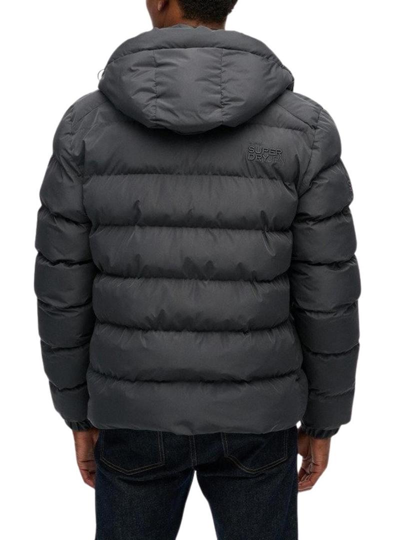 Jaqueta acolchoada Superdry Hooded Sports Puffer cinza para homem