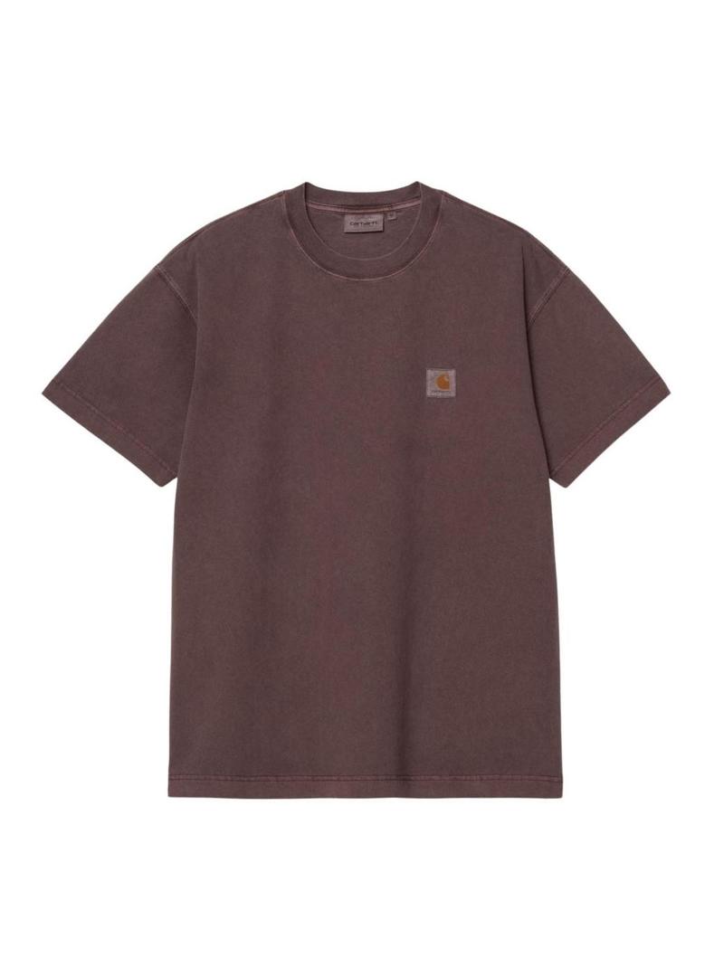 Camiseta Carhartt tingida de bordô para homens.