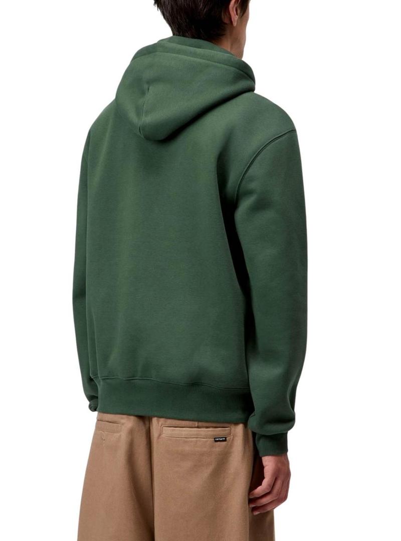 Moletom Carhartt com logotipo e capuz verde para homem