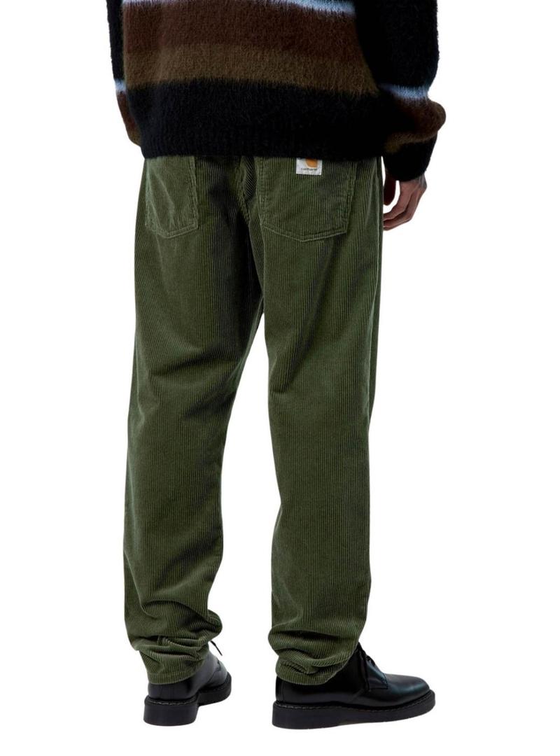 Calça Carhartt Newel de veludo cotelê verde para homem