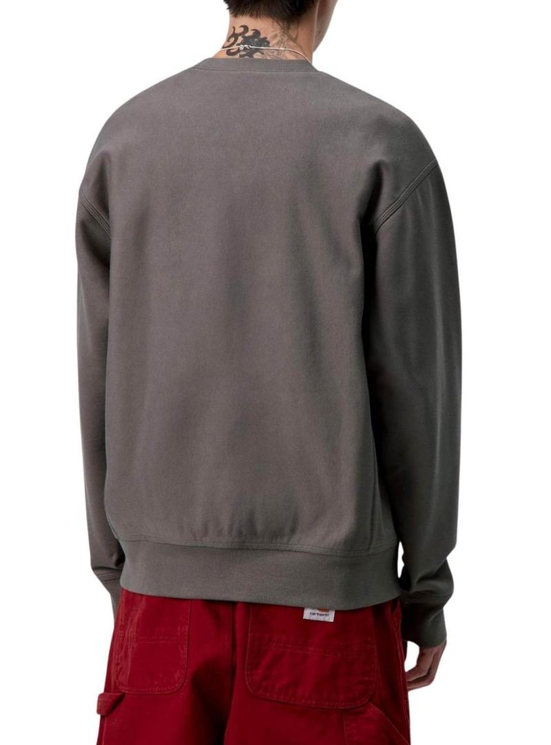 Moletom Carhartt American Script cinza para homem.
