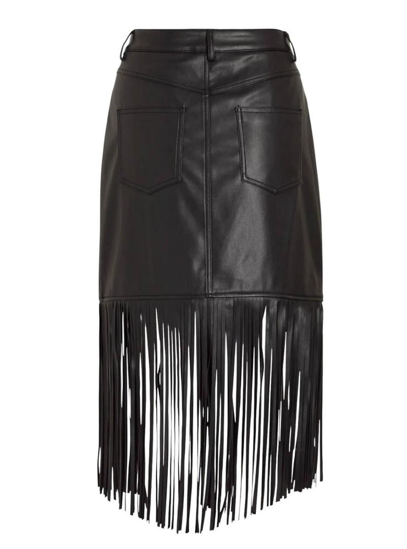 Saia Vila Viprana franjas preta para mulher.