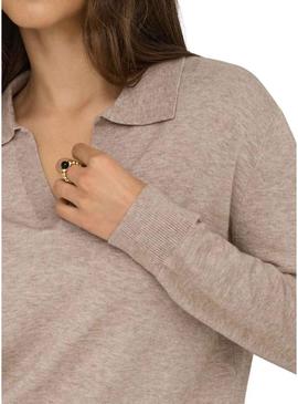 Camisa de polo bege Jersey Only Libi para mulher.