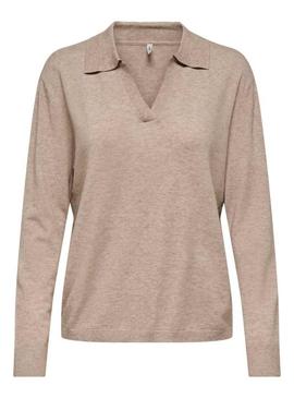 Camisa de polo bege Jersey Only Libi para mulher.