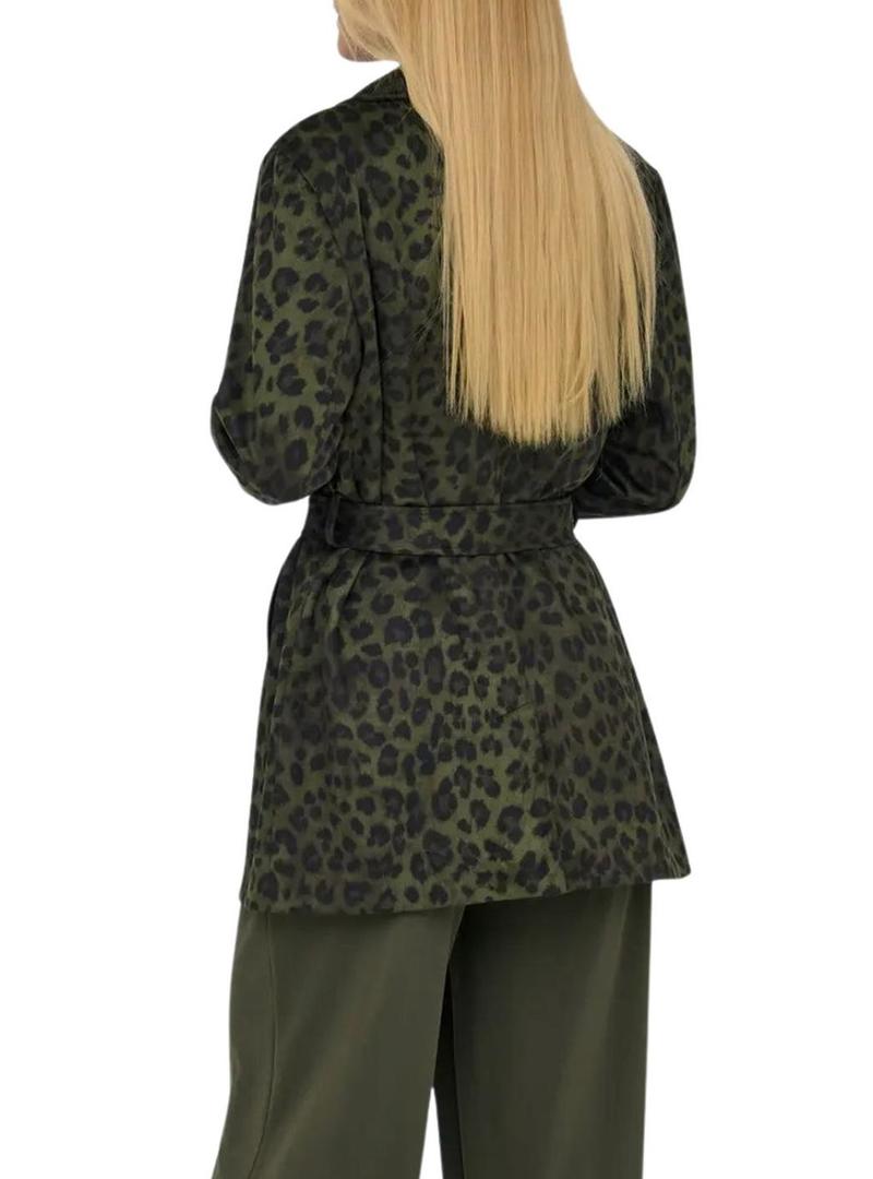 Blazer Only Moon verde animal print para mulher
