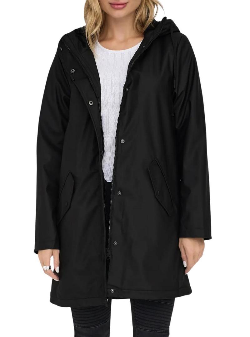Capa de chuva Only Sally preta para mulher.