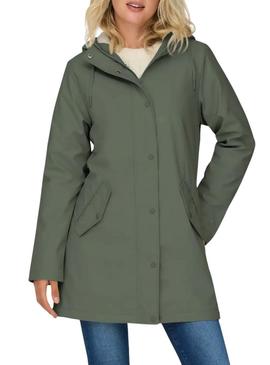 Capa de chuva Only Sally verde para mulher.