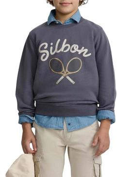 Moleton Silbon Raquete azul vintage para menino