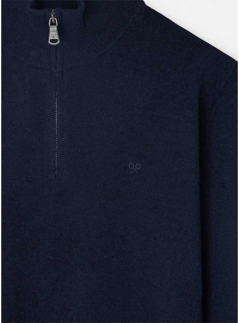 Camisola Silbon meio zíper azul marinho para homem