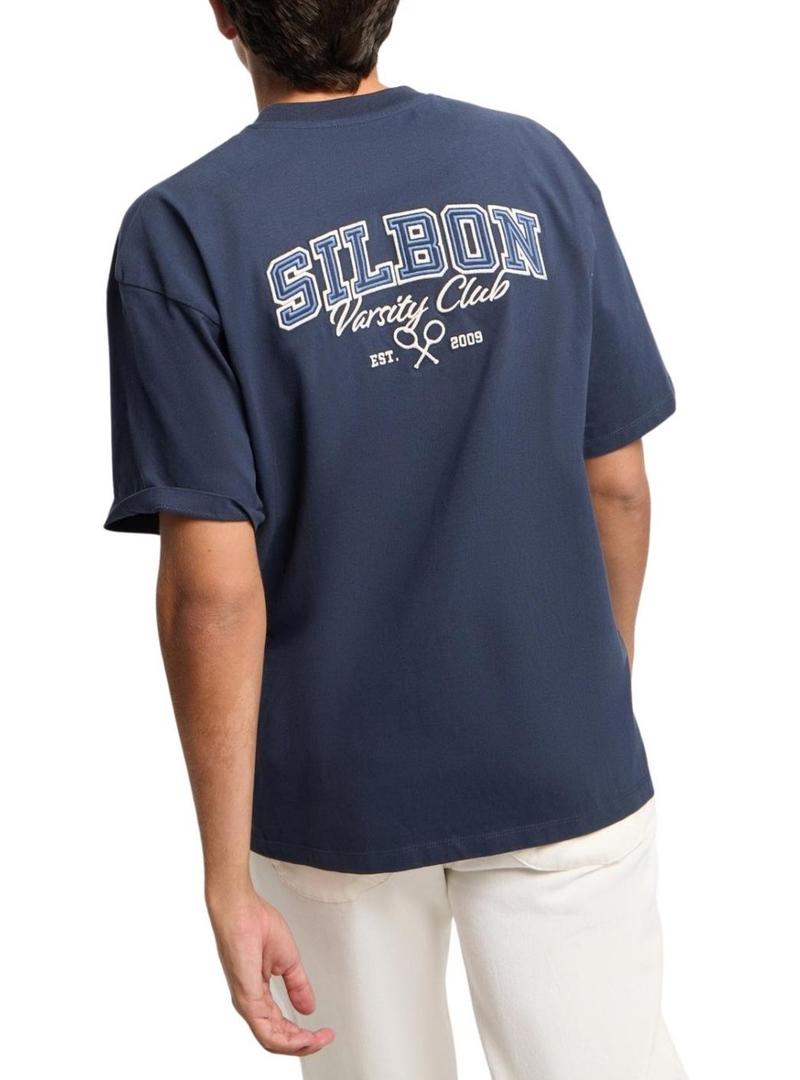 Camiseta Silbon Varsity club azul marinho para homem.
