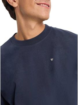 Camiseta Silbon Varsity club azul marinho para homem.