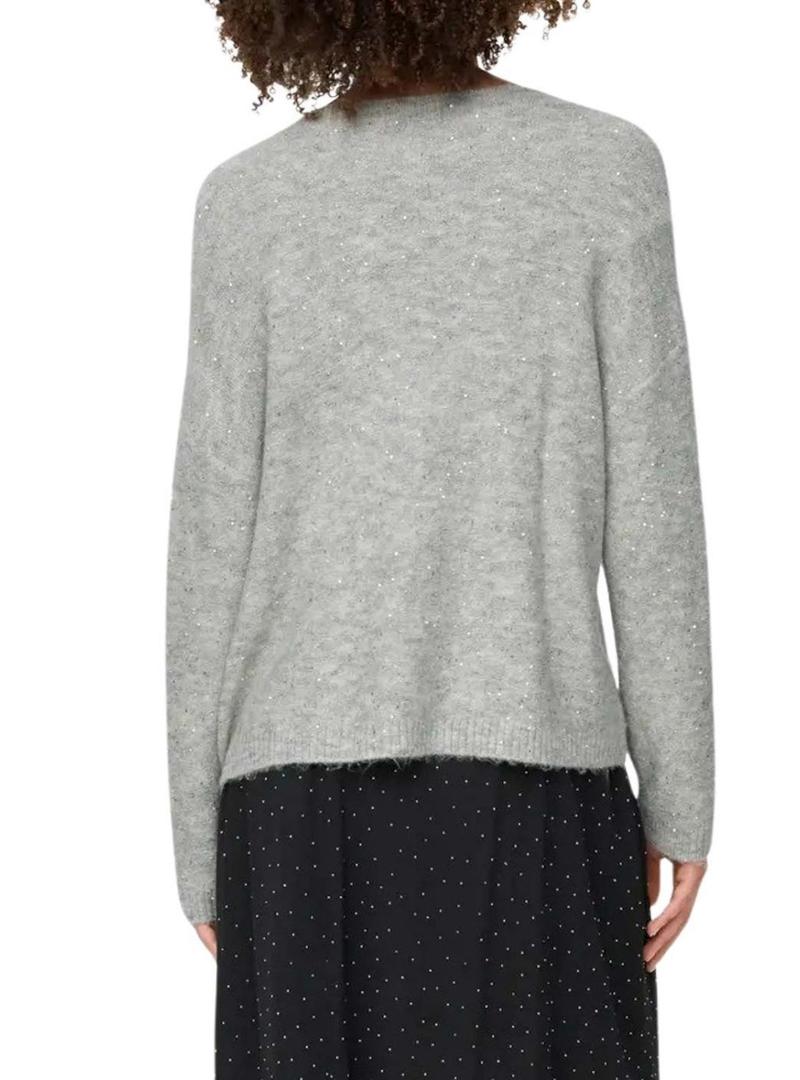 Camisola cinza clara com lantejoulas apenas para mulheres.