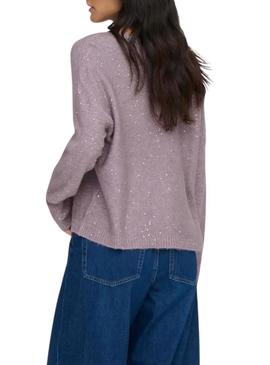 Camisola Only Onlarizona violeta com lantejoulas para mulher.