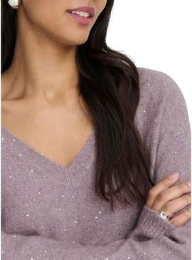 Camisola Only Onlarizona violeta com lantejoulas para mulher.