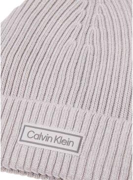 Gorro Calvin Klein Patch Chunky Rib cinza para homem