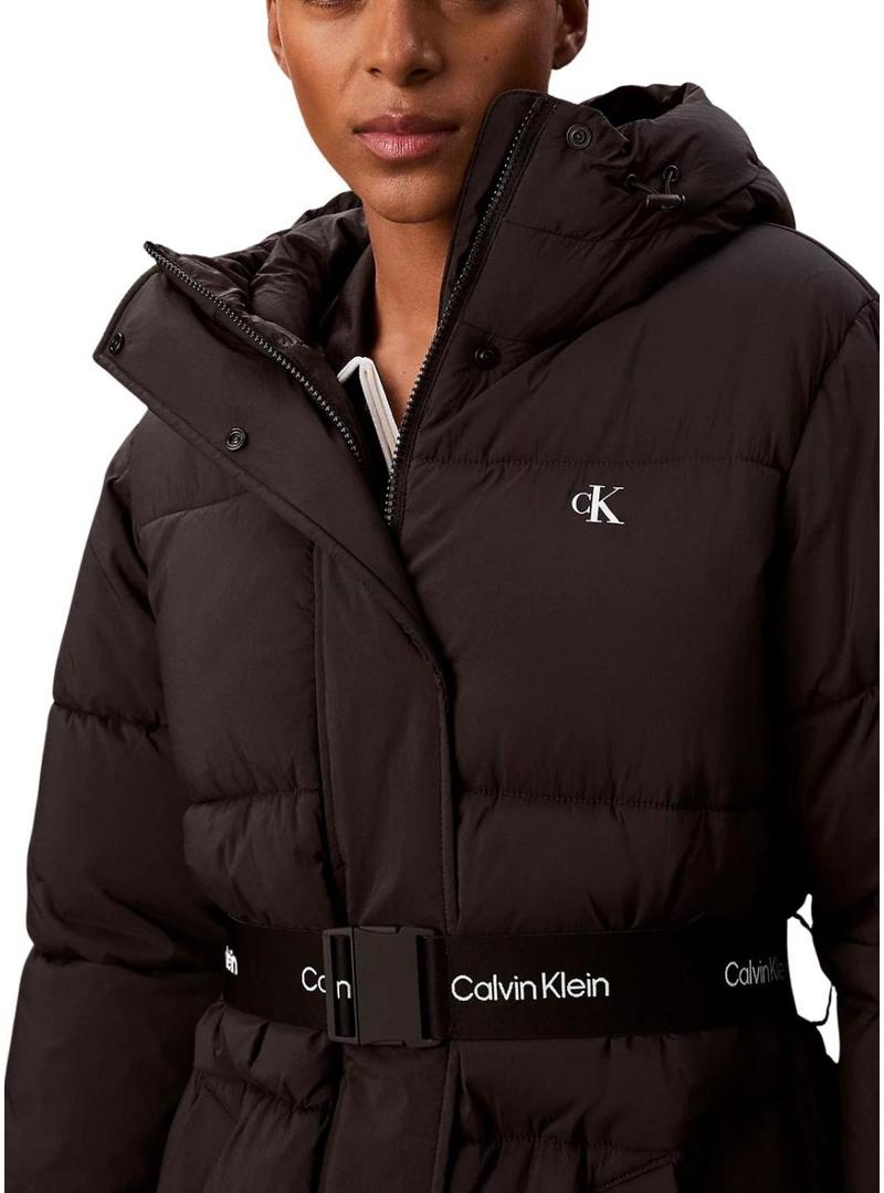 Casaco Calvin Klein Jeans Belted Midweight preto para mulher