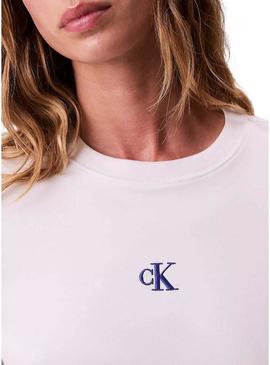 Camisa Calvin Klein Jeans Satin Ombre Graphic branca para mulher.