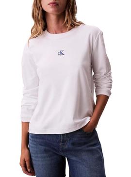 Camisa Calvin Klein Jeans Satin Ombre Graphic branca para mulher.