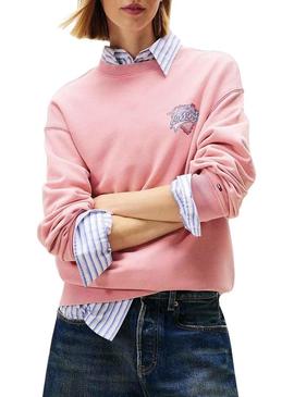 Moletom Tommy Jeans Heart rosa para mulher.
