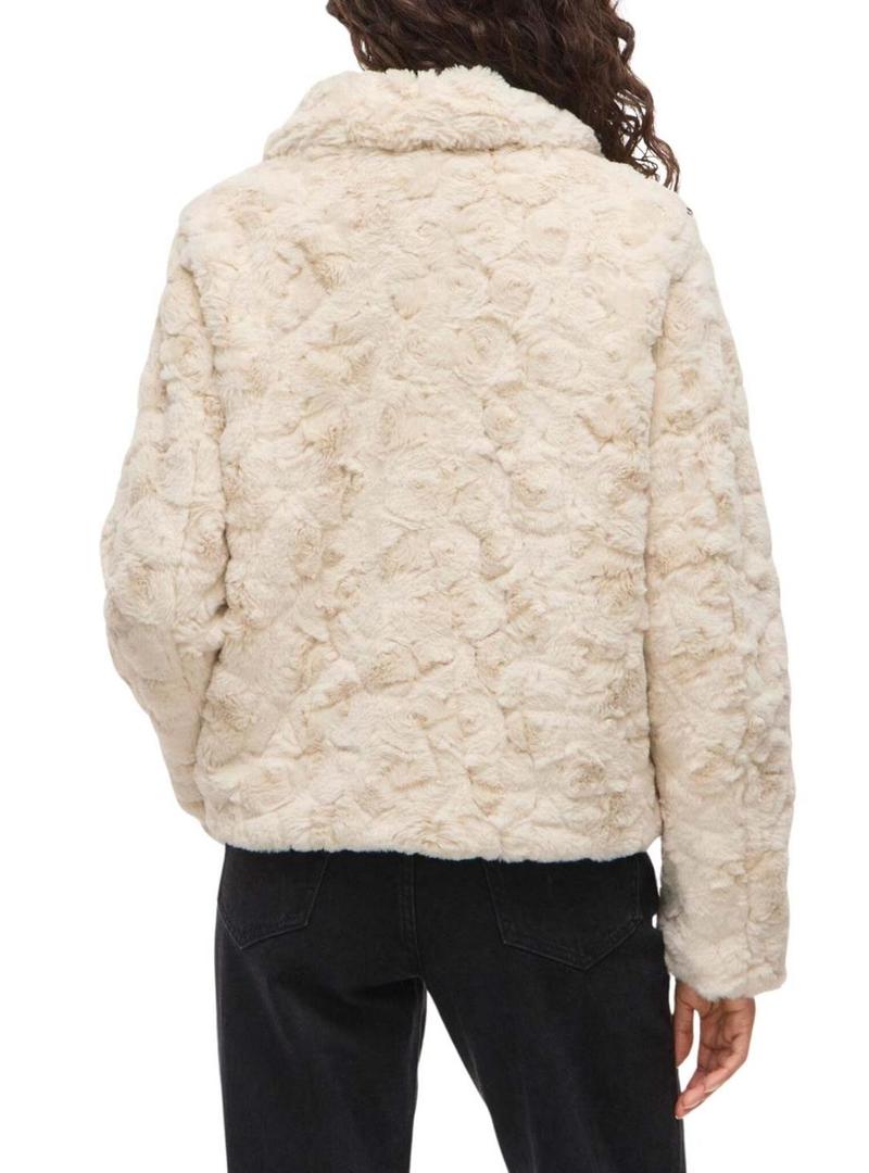 Jaqueta de pele Vila Vidorte bege para mulher